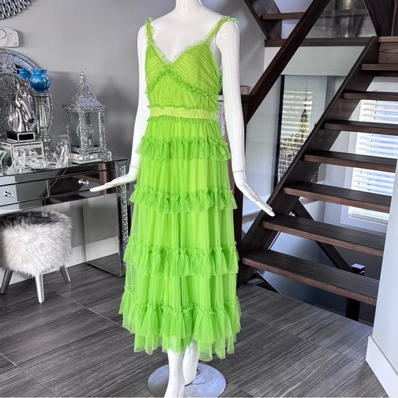 New 💚 Lime Green Tiered Ruffled Dress - Picture 10 of 17